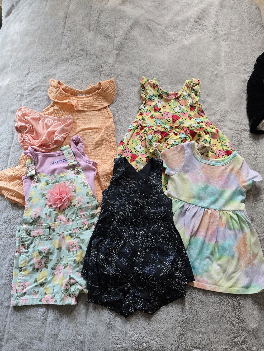 Girls Multi Dress & Romper Bundle - Pastel Tie-Dye, Floral, Peach